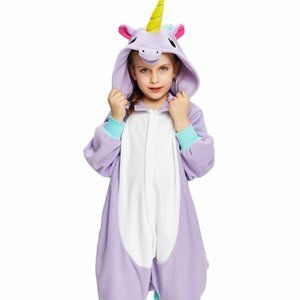 Unisex Kids Purple Unicorn Cosplay One-Piece Pajam
